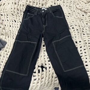 Rue21 Black Cargo Pants with White Stitching